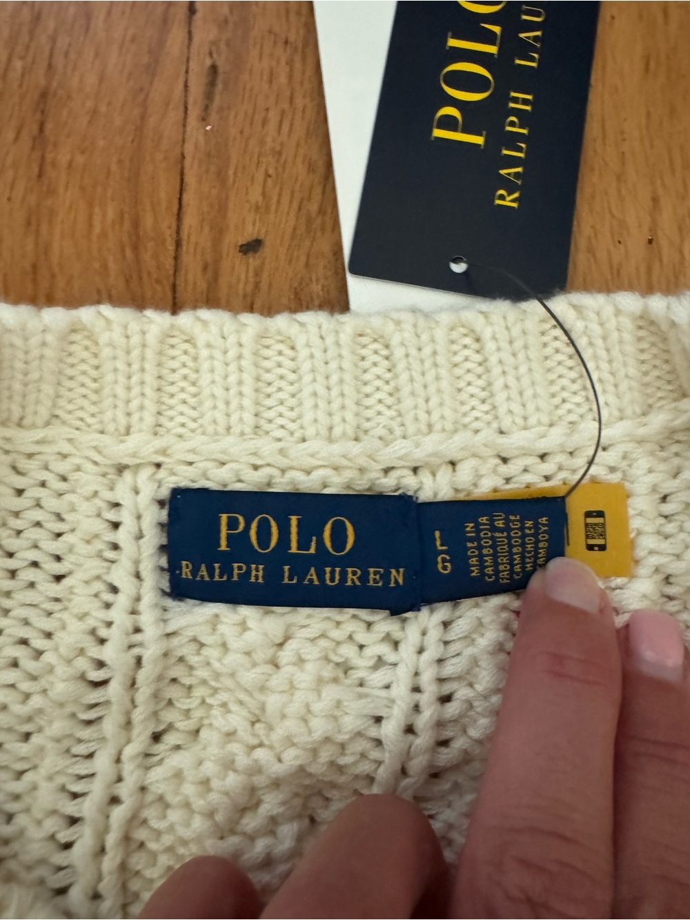 Polo by Ralph Lauren Cream Cable-Knit Sweater with American Flag USA - Picture 3 of 12